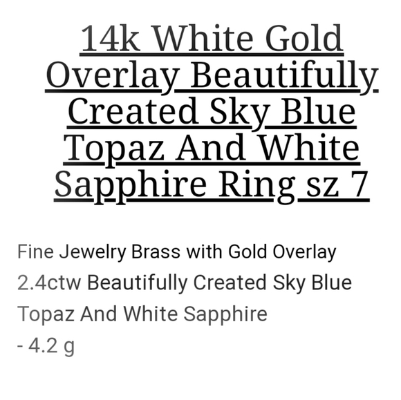 14K WGold Overlay Sky Blue Topaz, Sapphire Ring - Picture 5 of 12